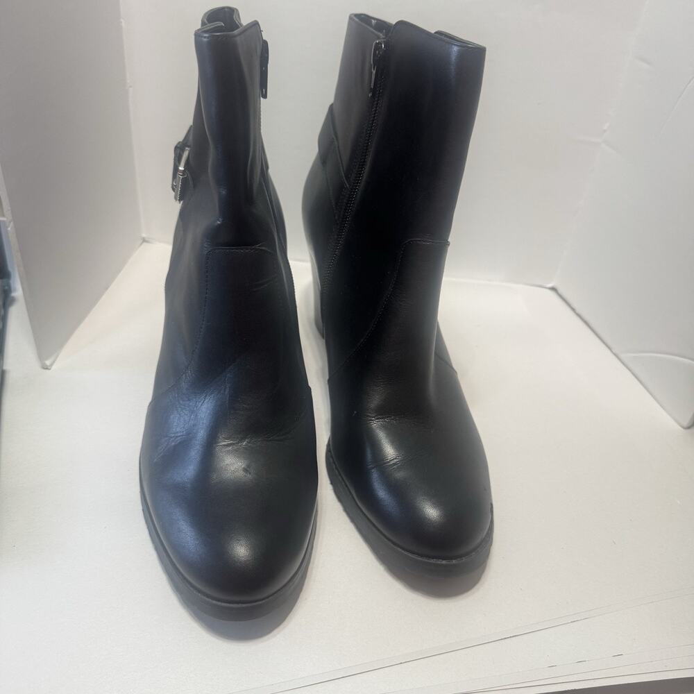 LRL Ralph Lauren Boots Womens 11B Cabrey Ankle Bootie Leather Block Heels Buckle - Picture 3 of 10